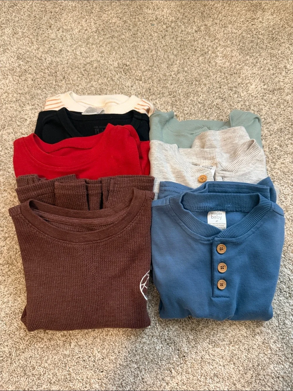 Boys Long Sleeve Mix — Blue, Brown, Red, Green, Black, Cream